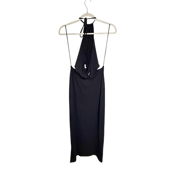 Abercrombie & Fitch Knot Front Halter Cut Out Maxi Dress Black Size Medium NEW - Picture 3 of 7